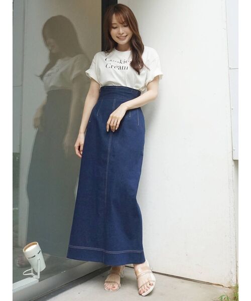 MERCURYDUO（マーキュリーデュオ）の「ステッチデザインストレッチタイトスカート（スカート・レディース・ブラウン/ピンク/イエロー/インディゴブルー・SMALL/MEDIUM）」の8枚目の写真