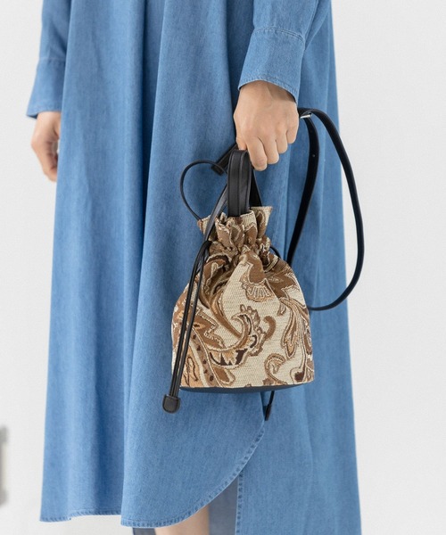 LEPSIM（レプシィム）の「ゴブランキンチャクショルダーバッグ　344093（ショルダーバッグ・レディース・ブラウン/ブルー・ONE SIZE）」の2枚目の写真