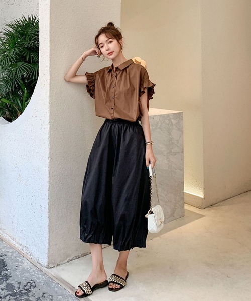 デザインスリーブトップス+バルーンロングパンツ セットアップ【ZOZOTOWN限定】