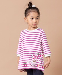 KP | mimiちゃんとpiouちゃんのベリー刺繍ボーダー七分袖チュニック(100～130)(Tシャツ/カットソー)