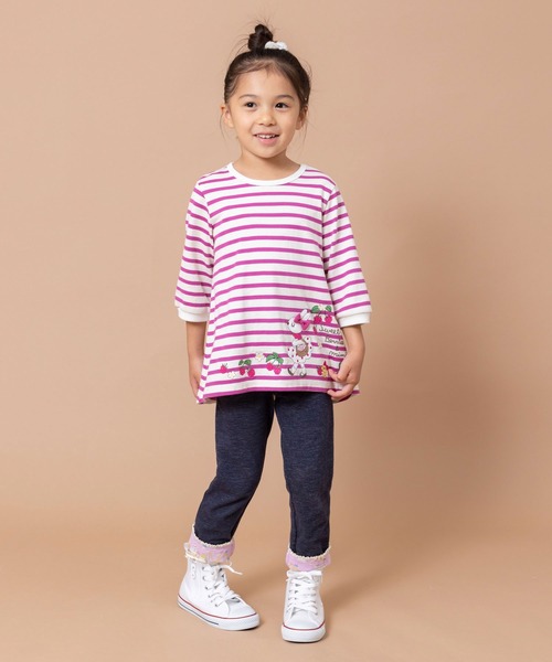 KP（ケーピー）の「ボーダー七分袖チュニック(100～130cm)（Tシャツ/カットソー・キッズ・ピンク/イエロー・110cm/100cm/120cm/130cm）」の6枚目の写真