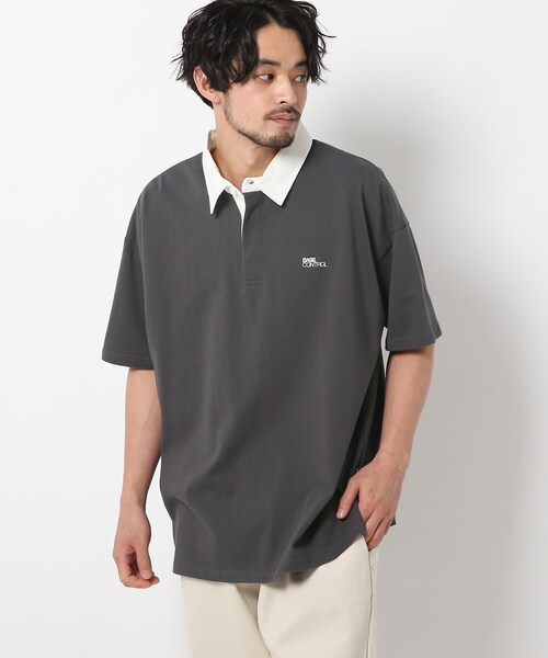 BASECONTROL（ベースコントロール）の「◆ビッグシルエット ヘビー天竺 半袖ラガーシャツ（ポロシャツ・メンズ・チャコールグレー/ブラック/ダークグリーン・02/03/04）」の2枚目の写真