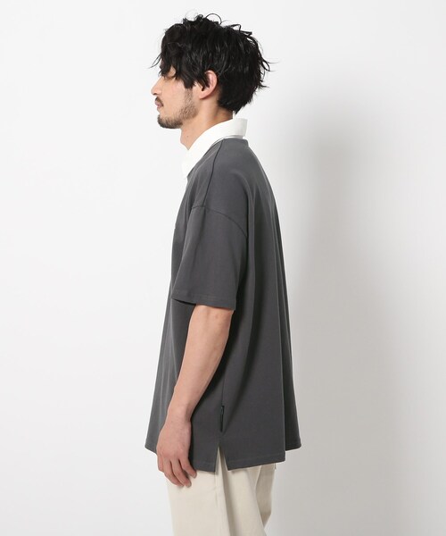 BASECONTROL（ベースコントロール）の「◆ビッグシルエット ヘビー天竺 半袖ラガーシャツ（ポロシャツ・メンズ・チャコールグレー/ブラック/ダークグリーン・02/03/04）」の5枚目の写真