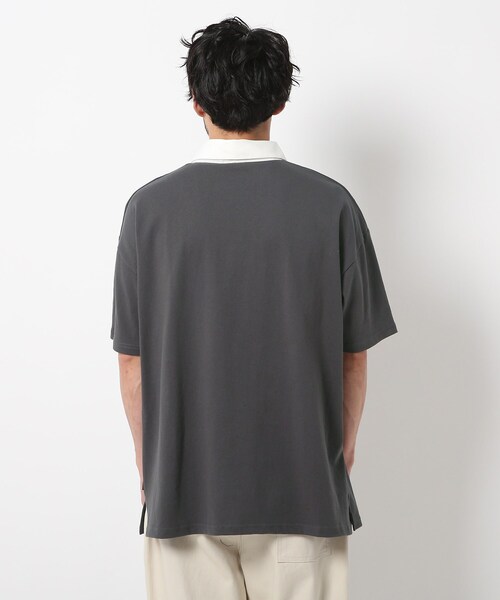 BASECONTROL（ベースコントロール）の「◆ビッグシルエット ヘビー天竺 半袖ラガーシャツ（ポロシャツ・メンズ・チャコールグレー/ブラック/ダークグリーン・02/03/04）」の6枚目の写真