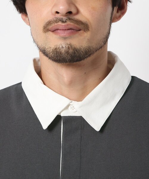 BASECONTROL（ベースコントロール）の「◆ビッグシルエット ヘビー天竺 半袖ラガーシャツ（ポロシャツ・メンズ・チャコールグレー/ブラック/ダークグリーン・02/03/04）」の7枚目の写真