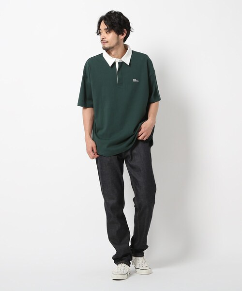 BASECONTROL（ベースコントロール）の「◆ビッグシルエット ヘビー天竺 半袖ラガーシャツ（ポロシャツ・メンズ・チャコールグレー/ブラック/ダークグリーン・02/03/04）」の13枚目の写真