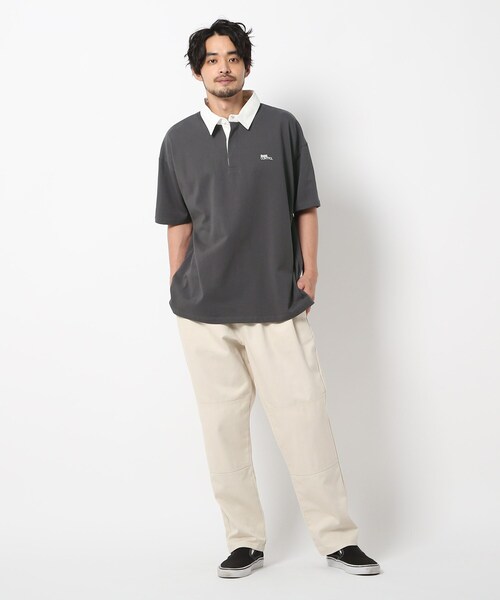 BASECONTROL（ベースコントロール）の「◆ビッグシルエット ヘビー天竺 半袖ラガーシャツ（ポロシャツ・メンズ・チャコールグレー/ブラック/ダークグリーン・02/03/04）」の15枚目の写真