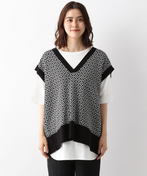 LEPSIM（レプシィム）の「マタニティ／14ゲージキカWジャガードベスト　298711（マタニティウェア/グッズ・レディース・ブラック/ベージュ・FREE）」の16枚目の写真