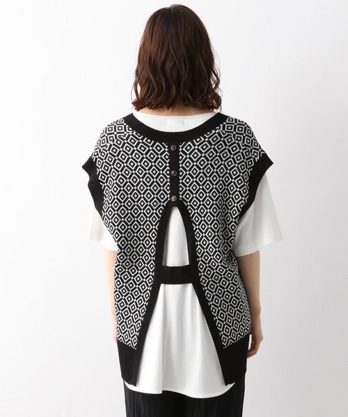 LEPSIM（レプシィム）の「マタニティ／14ゲージキカWジャガードベスト　298711（マタニティウェア/グッズ・レディース・ブラック/ベージュ・FREE）」の5枚目の写真