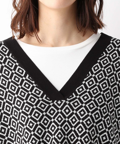 LEPSIM（レプシィム）の「マタニティ／14ゲージキカWジャガードベスト　298711（マタニティウェア/グッズ・レディース・ブラック/ベージュ・FREE）」の10枚目の写真