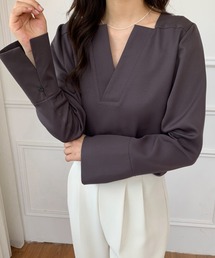 Diosfront | 袖スリットキーネックブラウス(シャツ/ブラウス)