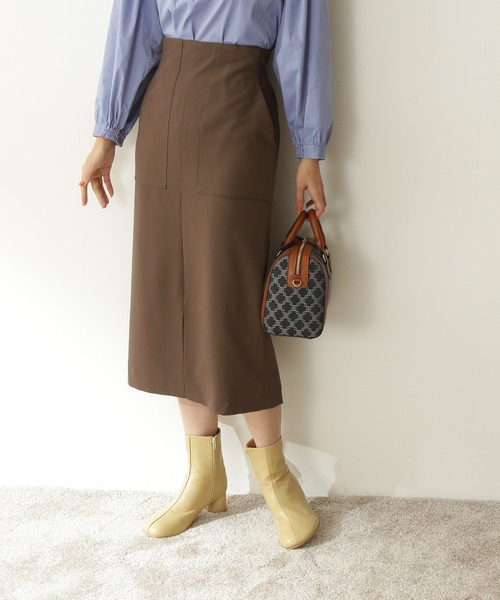 N.（N. Natural Beauty Basic）（エヌエヌナチュラルビューティーベーシック）の「【S Size Line】◆ＴＲポケットタイトスカート（スカート・レディース・ベージュ/ナチュラル/ネイビー/パープル/ブルー/ブラウン・SMALL/MEDIUM）」の2枚目の写真