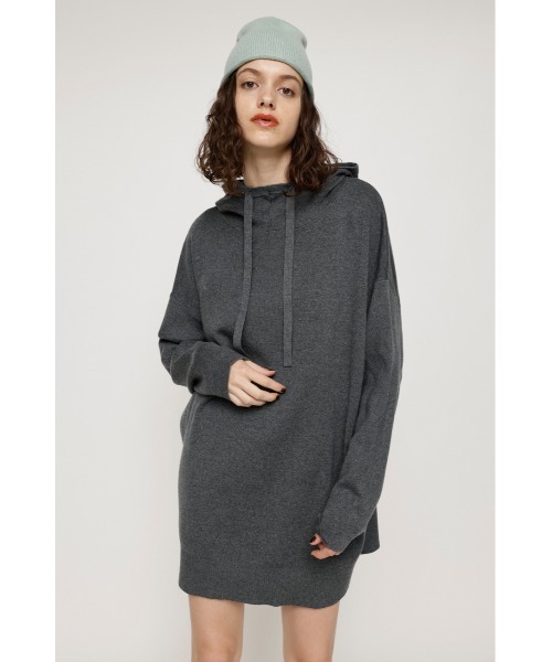 SLY(スライ)の「LOOSELY HOODED OP ルーズリー フーデッド ワンピース フード付き(ワンピース・レディース・ブルー/杢グレー/オフホワイト/ブラック・FREE)」の3枚目の写真