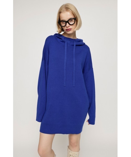 SLY(スライ)の「LOOSELY HOODED OP ルーズリー フーデッド ワンピース フード付き(ワンピース・レディース・ブルー/杢グレー/オフホワイト/ブラック・FREE)」の4枚目の写真