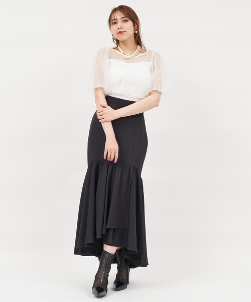 ROYAL PARTY（ロイヤルパーティー）の「チュール重ねカットトップス（Tシャツ/カットソー・レディース・ブラック/オフホワイト/ピンクベージュ・FREE）」の19枚目の写真