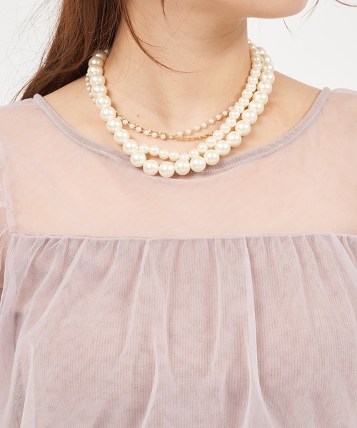 ROYAL PARTY（ロイヤルパーティー）の「チュール重ねカットトップス（Tシャツ/カットソー・レディース・ブラック/オフホワイト/ピンクベージュ・FREE）」の12枚目の写真