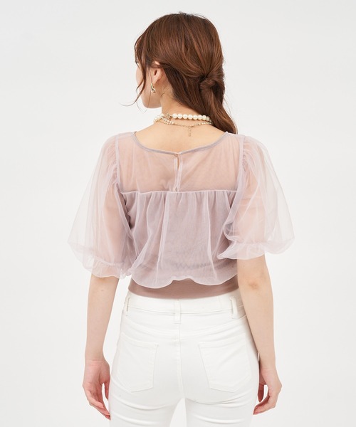 ROYAL PARTY（ロイヤルパーティー）の「チュール重ねカットトップス（Tシャツ/カットソー・レディース・ブラック/オフホワイト/ピンクベージュ・FREE）」の21枚目の写真