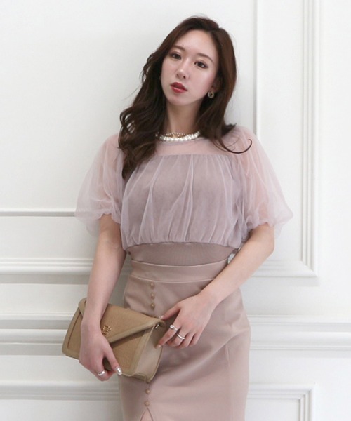 ROYAL PARTY（ロイヤルパーティー）の「チュール重ねカットトップス（Tシャツ/カットソー・レディース・ブラック/オフホワイト/ピンクベージュ・FREE）」の16枚目の写真