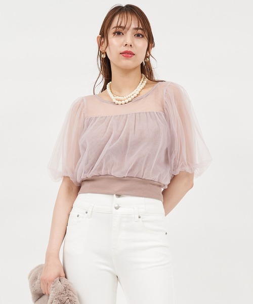 ROYAL PARTY（ロイヤルパーティー）の「チュール重ねカットトップス（Tシャツ/カットソー・レディース・ブラック/オフホワイト/ピンクベージュ・FREE）」の15枚目の写真