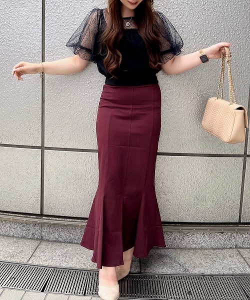 ROYAL PARTY（ロイヤルパーティー）の「チュール重ねカットトップス（Tシャツ/カットソー・レディース・ブラック/オフホワイト/ピンクベージュ・FREE）」の22枚目の写真