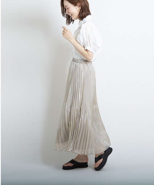 PAPAVER(パパヴェル)の「【papaver】オーロラサテンプリーツSK(スカート・レディース・グリーン/モカ/グレー/ベージュ/オフホワイト・MEDIUM)」の21枚目の写真