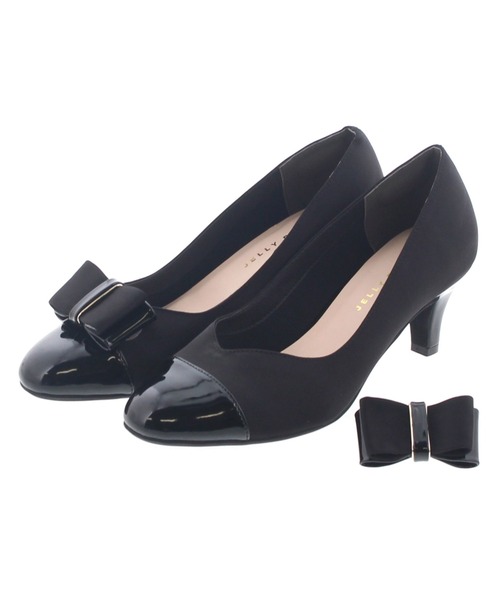 JELLY BEANS(ジェリービーンズ)の「2WAYダブルリボンヒールパンプス<ふわさら>(204-62841)JELLY BEANS(ジェリービーンズ)(パンプス・レディース・ブラック/ベージュ/ワイン・23/24/25/22/25.5/22.5/24.5/23.5/21.5)」の2枚目の写真