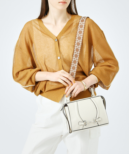 LOWELL things（ロウェル　シングス）の「Bit/レザービット付きクロスBODYBAG（ショルダーバッグ・レディース・ブルー/カーキ/ブラック/アイボリー/グレイッシュベージュ/シルバー・フリー）」の2枚目の写真