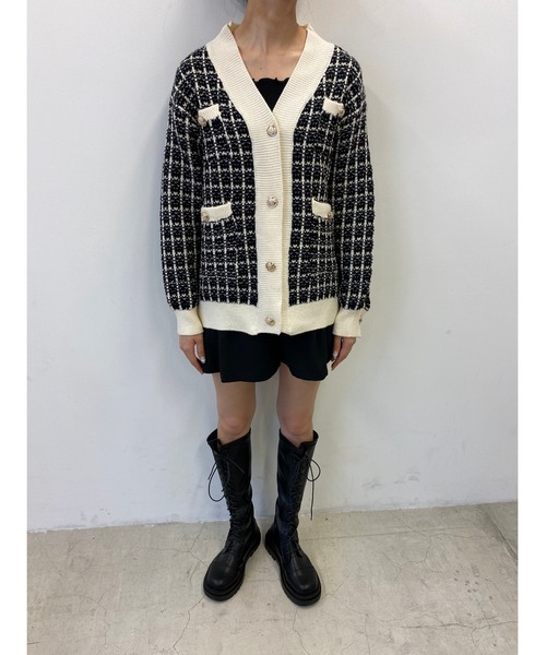 PHILLY（フィリー）の「ツイードニットカーディガン（カーディガン/ボレロ・レディース・ホワイト/ブラック・FREE）」の7枚目の写真