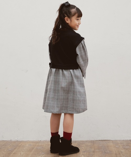 ikka（イッカ）の「【キッズ】ベストドッキングチェックワンピース（100~160cm）（ワンピース・キッズ・ブラック/ベージュ・100/110/120/130/140/150/160）」の17枚目の写真