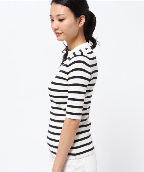 CIAOPANIC（チャオパニック）の「【Ciaopanic】 C1005分袖ボーダーRIBハイネック（ニット/セーター・レディース・ネイビー/グレー/レッド・FREE）」の7枚目の写真