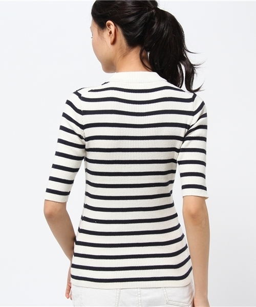 CIAOPANIC（チャオパニック）の「【Ciaopanic】 C1005分袖ボーダーRIBハイネック（ニット/セーター・レディース・ネイビー/グレー/レッド・FREE）」の8枚目の写真