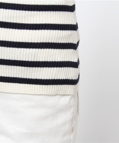 CIAOPANIC（チャオパニック）の「【Ciaopanic】 C1005分袖ボーダーRIBハイネック（ニット/セーター・レディース・ネイビー/グレー/レッド・FREE）」の4枚目の写真