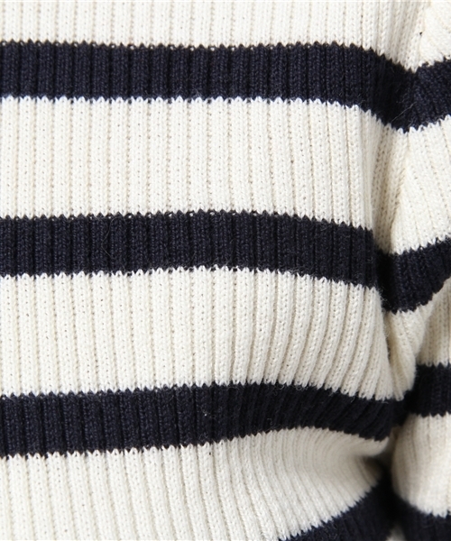 CIAOPANIC（チャオパニック）の「【Ciaopanic】 C1005分袖ボーダーRIBハイネック（ニット/セーター・レディース・ネイビー/グレー/レッド・FREE）」の5枚目の写真