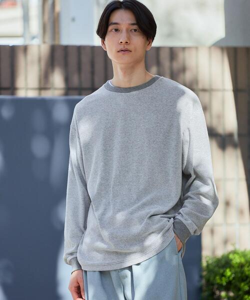 green label relaxing（グリーンレーベルリラクシング）の「タック ボーダー リブ クルーネック 長袖 カットソー（Tシャツ/カットソー・メンズ・ブラック/ダークグリーン/グレー・S/M/L/XL）」の3枚目の写真