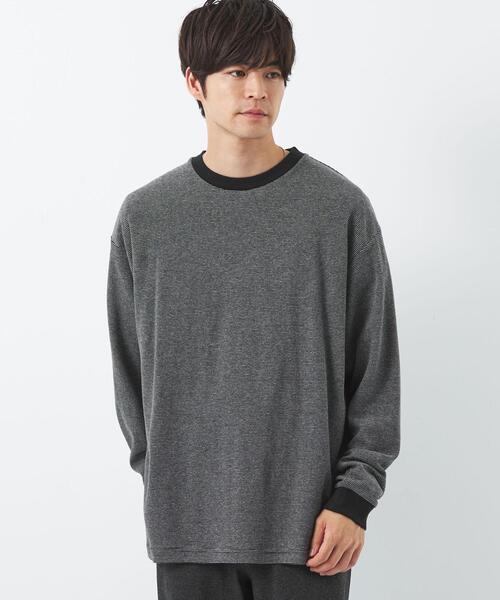 green label relaxing（グリーンレーベルリラクシング）の「タック ボーダー リブ クルーネック 長袖 カットソー（Tシャツ/カットソー・メンズ・ブラック/ダークグリーン/グレー・S/M/L/XL）」の10枚目の写真