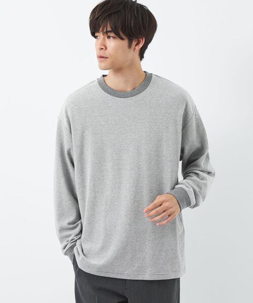 green label relaxing（グリーンレーベルリラクシング）の「タック ボーダー リブ クルーネック 長袖 カットソー（Tシャツ/カットソー・メンズ・ブラック/ダークグリーン/グレー・S/M/L/XL）」の9枚目の写真