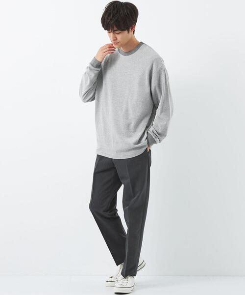 green label relaxing（グリーンレーベルリラクシング）の「タック ボーダー リブ クルーネック 長袖 カットソー（Tシャツ/カットソー・メンズ・ブラック/ダークグリーン/グレー・S/M/L/XL）」の6枚目の写真