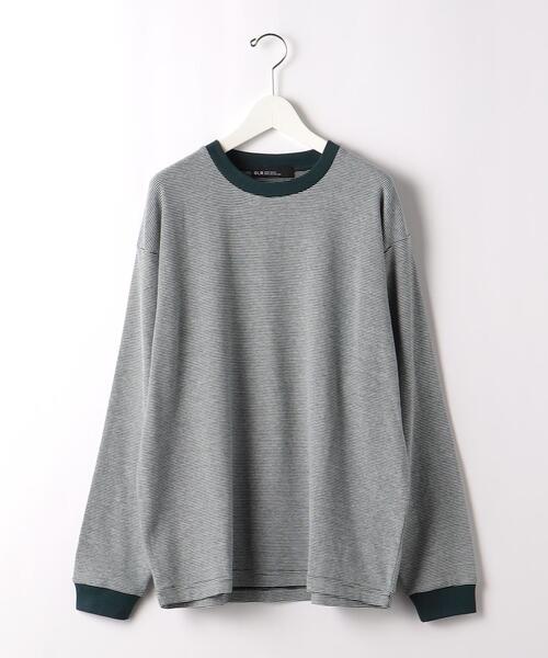 green label relaxing（グリーンレーベルリラクシング）の「タック ボーダー リブ クルーネック 長袖 カットソー（Tシャツ/カットソー・メンズ・ブラック/ダークグリーン/グレー・S/M/L/XL）」の7枚目の写真