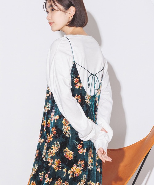 hunch(ハンチ)の「ベロアロングキャミワンピース(ワンピース・レディース・ブラウン/ピンク/ブルー/グリーン・FREE)」の3枚目の写真