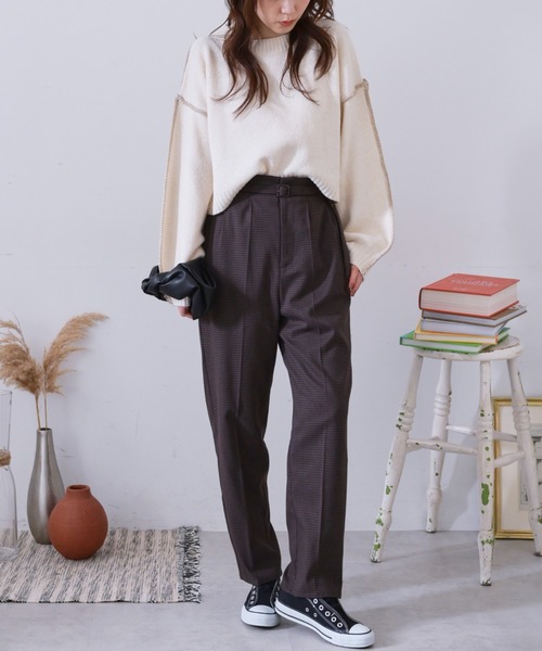 FREE'S MART(フリーズマート)の「◆杢ストレッチ総針配色ステッチニット(ニット/セーター・レディース・ホワイト/ブラック/ベージュ/ブルー・FREE)」の21枚目の写真