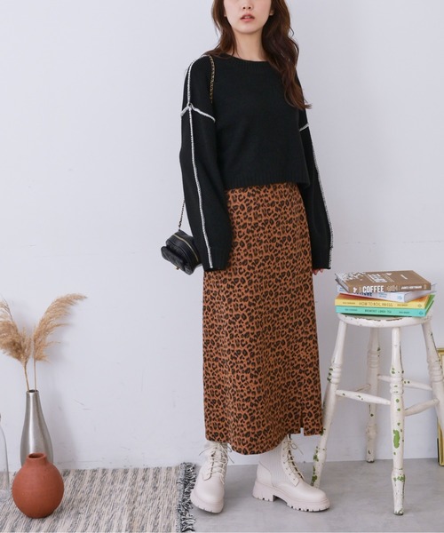 FREE'S MART(フリーズマート)の「◆杢ストレッチ総針配色ステッチニット(ニット/セーター・レディース・ホワイト/ブラック/ベージュ/ブルー・FREE)」の22枚目の写真