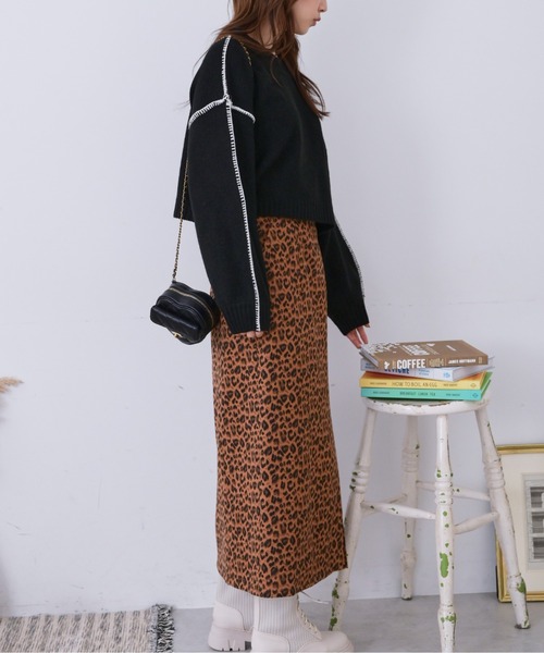 FREE'S MART(フリーズマート)の「◆杢ストレッチ総針配色ステッチニット(ニット/セーター・レディース・ホワイト/ブラック/ベージュ/ブルー・FREE)」の13枚目の写真