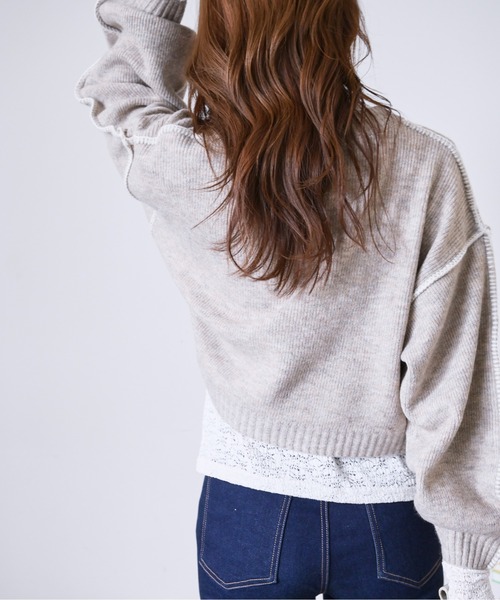 FREE'S MART(フリーズマート)の「◆杢ストレッチ総針配色ステッチニット(ニット/セーター・レディース・ホワイト/ブラック/ベージュ/ブルー・FREE)」の18枚目の写真