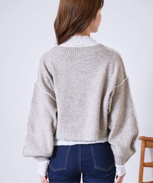 FREE'S MART(フリーズマート)の「◆杢ストレッチ総針配色ステッチニット(ニット/セーター・レディース・ホワイト/ブラック/ベージュ/ブルー・FREE)」の19枚目の写真