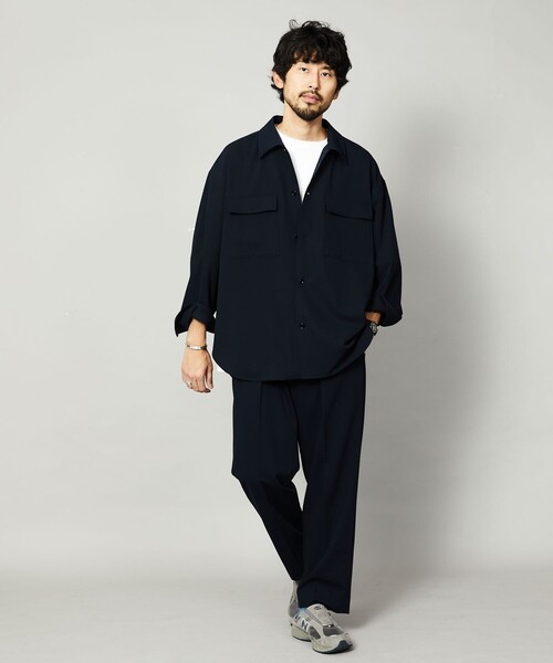 Firsthand（ファーストハンド）の「SHIRT Firsthand by 5525GALLERY/シャツファーストハンド5525ギャラリー SHT FH TUCK SLACKS / タックテーパードパンツ / スラックス（スラックス・メンズ・ネイビー/グレー・M/L）」の3枚目の写真