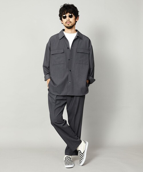 Firsthand（ファーストハンド）の「SHIRT Firsthand by 5525GALLERY/シャツファーストハンド5525ギャラリー SHT FH TUCK SLACKS / タックテーパードパンツ / スラックス（スラックス・メンズ・ネイビー/グレー・M/L）」の12枚目の写真