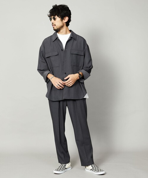 Firsthand（ファーストハンド）の「SHIRT Firsthand by 5525GALLERY/シャツファーストハンド5525ギャラリー SHT FH TUCK SLACKS / タックテーパードパンツ / スラックス（スラックス・メンズ・ネイビー/グレー・M/L）」の13枚目の写真