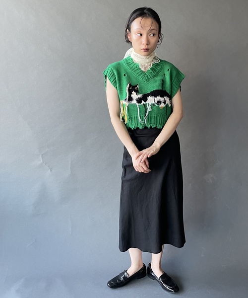 YUHAN WANG ユハンワンROSE INTARSIA VEST