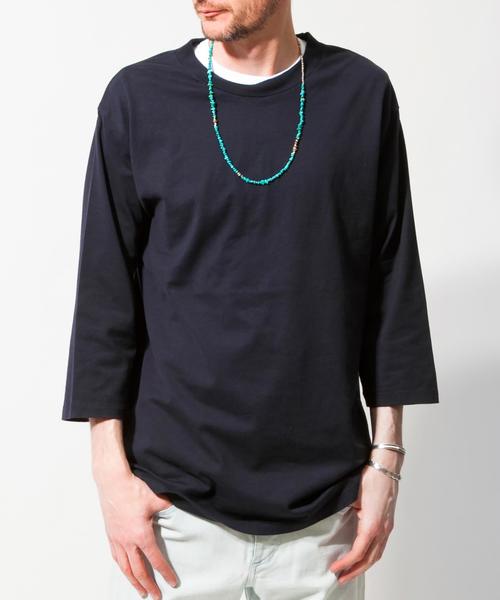 BEAUTY&YOUTH UNITED ARROWS（ビューティーアンドユースユナイテッドアローズ）の「BY ∴ ロング クルーネック クォータースリーブ MADE IN JAPAN カットソー ◆（Tシャツ/カットソー・メンズ・ホワイト/ブラウン/ネイビー・SMALL/MEDIUM/LARGE）」の12枚目の写真