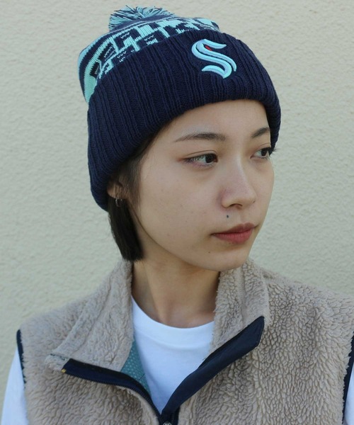 AMERICAN NEEDLE（アメリカンニードル）の「LAIDBACK / American Needle SEATTLE KRAKEN PONPON PILLOW LINE KNIT CAP / アメリカンニードル シアトルクラーケン ポンポンニットキャップ（ニットキャップ/ビーニー・レディース・ネイビー・FREE）」の5枚目の写真
